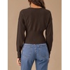 ZESICA Womens Long Sleeve Fitted Waist Knit Cardigan Sweaters(Coffee)