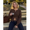 ZESICA Womens Long Sleeve Fitted Waist Knit Cardigan Sweaters(Coffee)