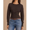 ZESICA Womens Long Sleeve Fitted Waist Knit Cardigan Sweaters(Coffee)