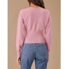 ZESICA Womens Long Sleeve Fitted Waist Knit Cardigan Sweaters(Pink)
