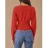 ZESICA Womens Long Sleeve Fitted Waist Knit Cardigan Sweaters(Red)
