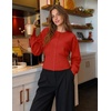 ZESICA Womens Long Sleeve Fitted Waist Knit Cardigan Sweaters(Red)