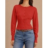 ZESICA Womens Long Sleeve Fitted Waist Knit Cardigan Sweaters(Red)