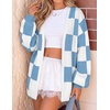 ZESICA Womens Oversized Cardigan Sweaters 2026 Fall Trendy Outfits(Blue)