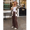 ZESICA Womens Oversized Cardigan Sweaters 2026 Fall Trendy Outfits(Brown)