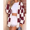 ZESICA Womens Oversized Cardigan Sweaters 2026 Fall Trendy Outfits(Plum)