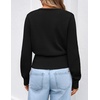 ZESICA Womens V Neck Wrap Belted Cropped Sweaters 2026 Fall Business Outfit(Black)