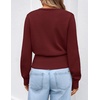 ZESICA Womens V Neck Wrap Belted Cropped Sweaters 2026 Fall Business Outfit(Burgundy)