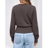 ZESICA Womens V Neck Wrap Belted Cropped Sweaters 2026 Fall Business Outfit(Greytaupe)