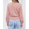 ZESICA Womens V Neck Wrap Belted Cropped Sweaters 2026 Fall Business Outfit(Lightpink)