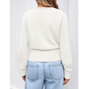 ZESICA Womens V Neck Wrap Belted Cropped Sweaters 2026 Fall Business Outfit(White)