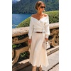 ZESICA Womens V Neck Wrap Belted Cropped Sweaters 2026 Fall Business Outfit(White)