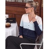 ZESICA Women’s Wool Blend Lightweight Cardigan Sweaters 2026 Fall Outfits(Stripe Blue)