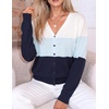 ZESICA Women’s Wool Blend Lightweight Cardigan Sweaters 2026 Fall Outfits(Stripe Blue)