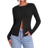 ZESICA Women Fall Long Sleeve Slim Knit Lightweight Cardigan Tops(Black)