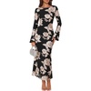 ZESICA Women Fall Long Sleeve Wedding Guest Cocktail Midi Dress(Black)