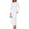ZESICA Women Fall Long Sleeve Wedding Guest Cocktail Midi Dress(White)