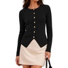 ZESICA Womens Fall Long Sleeve Button Fitted Cardigan Sweaters(Black)