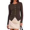 ZESICA Womens Fall Long Sleeve Button Fitted Cardigan Sweaters(Coffee)