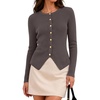 ZESICA Womens Fall Long Sleeve Button Fitted Cardigan Sweaters(Grey Taupe)