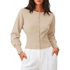 ZESICA Womens Long Sleeve Fitted Waist Knit Cardigan Sweaters(Apricot)