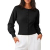 ZESICA Womens Long Sleeve Fitted Waist Knit Cardigan Sweaters(Black)