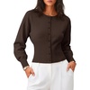 ZESICA Womens Long Sleeve Fitted Waist Knit Cardigan Sweaters(Coffee)