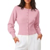 ZESICA Womens Long Sleeve Fitted Waist Knit Cardigan Sweaters(Pink)