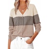 ZESICA Women’s Wool Blend Lightweight Cardigan Sweaters 2026 Fall Outfits(Apricot Stripe)