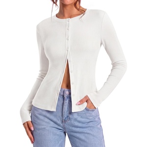 ZESICA Women Fall Long Sleeve Slim Knit Lightweight Cardigan Tops(White)