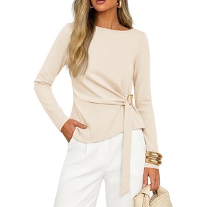ZESICA Womens Fall Long Sleeve Business Casual Tops Work Blouse(Apricot)