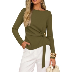 ZESICA Womens Fall Long Sleeve Business Casual Tops Work Blouse(Armygreen)