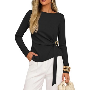 ZESICA Womens Fall Long Sleeve Business Casual Tops Work Blouse(Black)