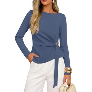 ZESICA Womens Fall Long Sleeve Business Casual Tops Work Blouse(Grayblue)