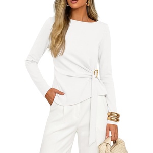 ZESICA Womens Fall Long Sleeve Business Casual Tops Work Blouse(White)