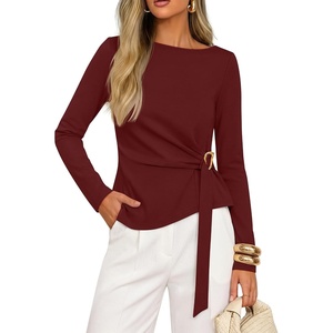 ZESICA Womens Fall Long Sleeve Business Casual Tops Work Blouse(Wine)