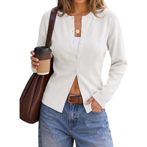 ZESICA Women’s Lightweight Fitted Cardigan Sweaters 2026 Fall Outfits(White)