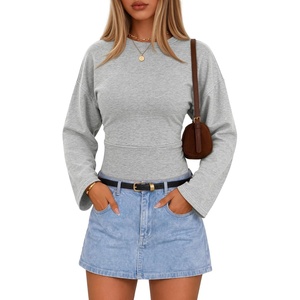 ZESICA Women’s Long Sleeve Cinched Waist Tops Fall Business Casual Shirts(Grey)
