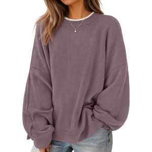 ZESICA Oversized Sweaters for Women 2026 Fall Trendy Pullover Tops(Dusty Purple)