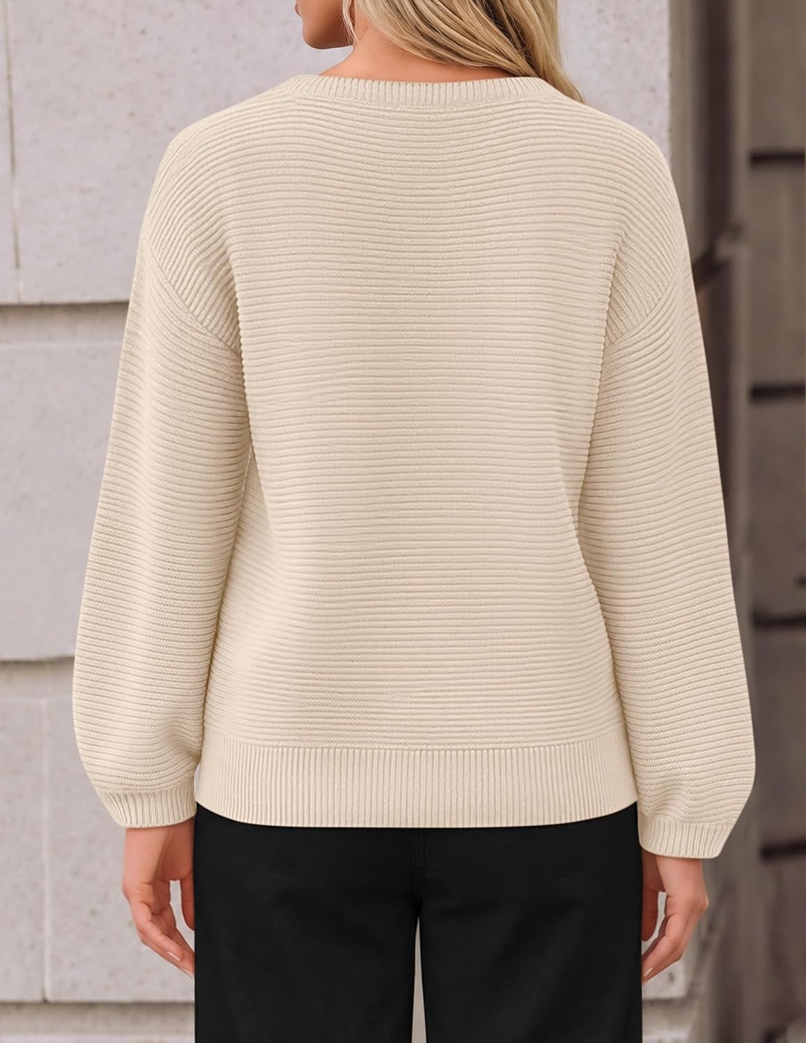 image:imageZESICA Fall Sweaters for Women Long Sleeve Knit Sweater TopsApricot