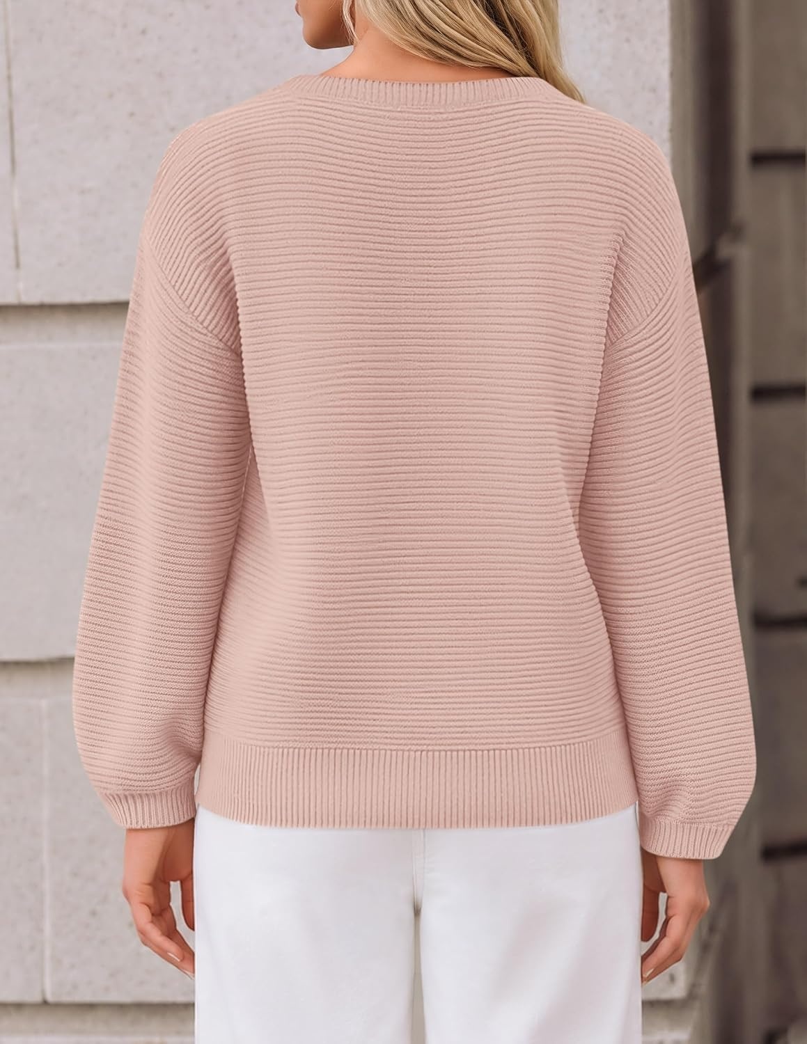 image:imageZESICA Fall Sweaters for Women Long Sleeve Knit Sweater TopsDustypink