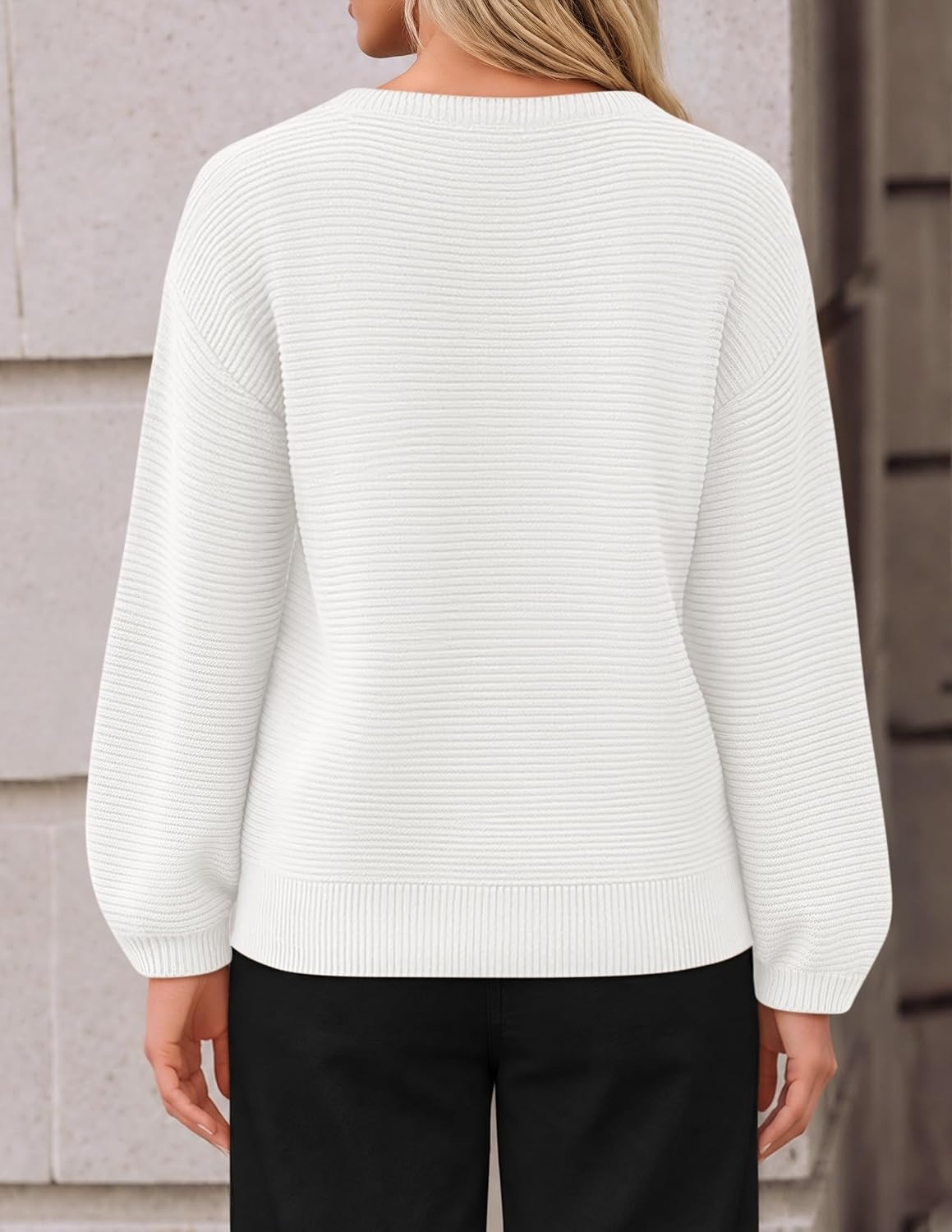 image:imageZESICA Fall Sweaters for Women Long Sleeve Knit Sweater TopsWhite