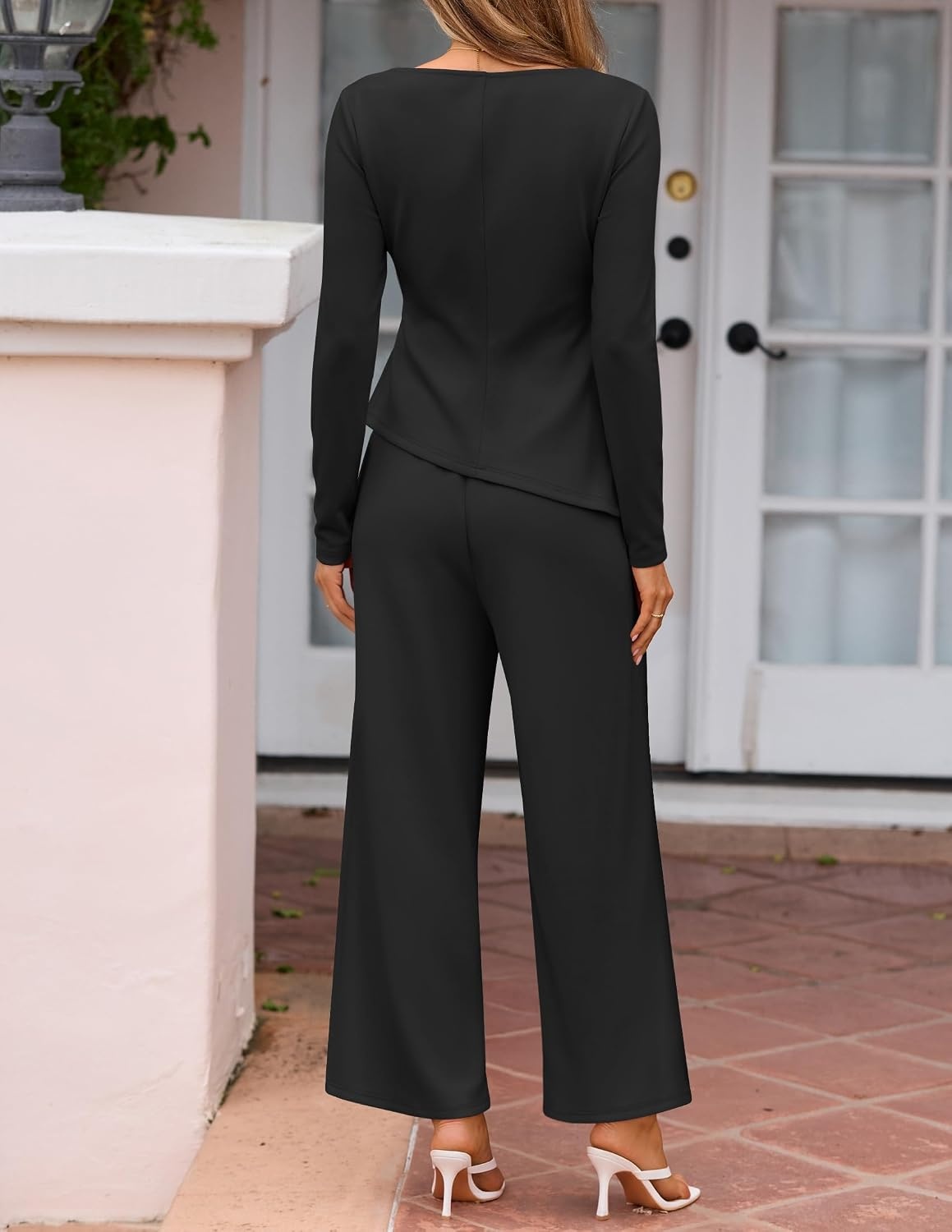 image:imageZESICA Womens Fall 2 Piece Dressy Pant Sets Work Office OutfitsBlack