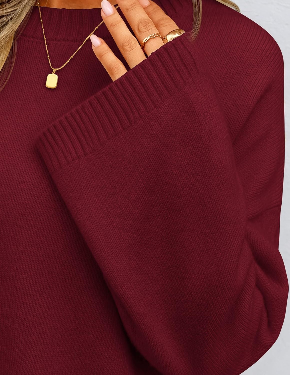 image:imageZESICA Womens Fall Winter Sweaters 2026 Lace Trim Pullover TopsBurgundy