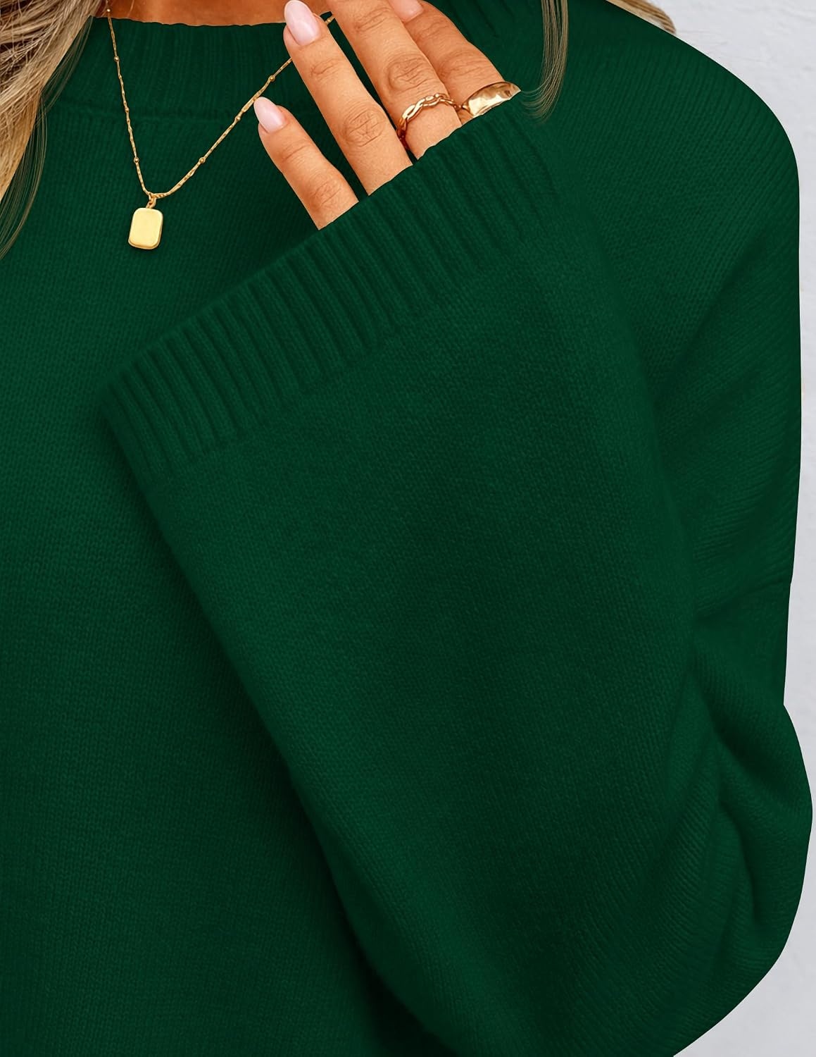 image:imageZESICA Womens Fall Winter Sweaters 2026 Lace Trim Pullover TopsDark Green
