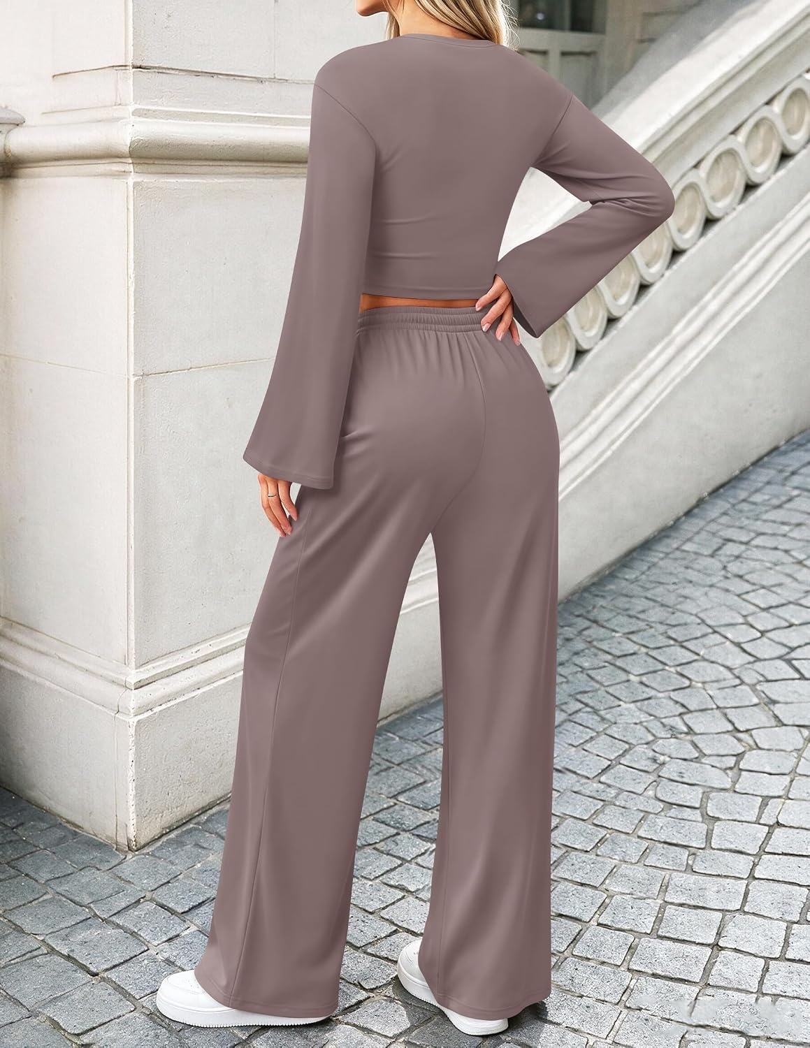 image:imageZESICA Womens Two Piece Outfits 2026 Fall Matching Lounge Sets with PocketRose Taupe