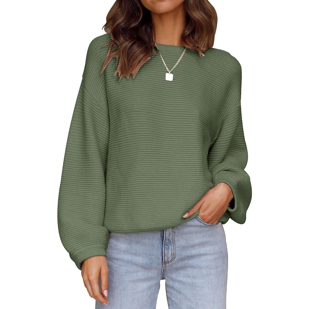 image:imageZESICA Fall Sweaters for Women Long Sleeve Knit Sweater TopsArmygreen