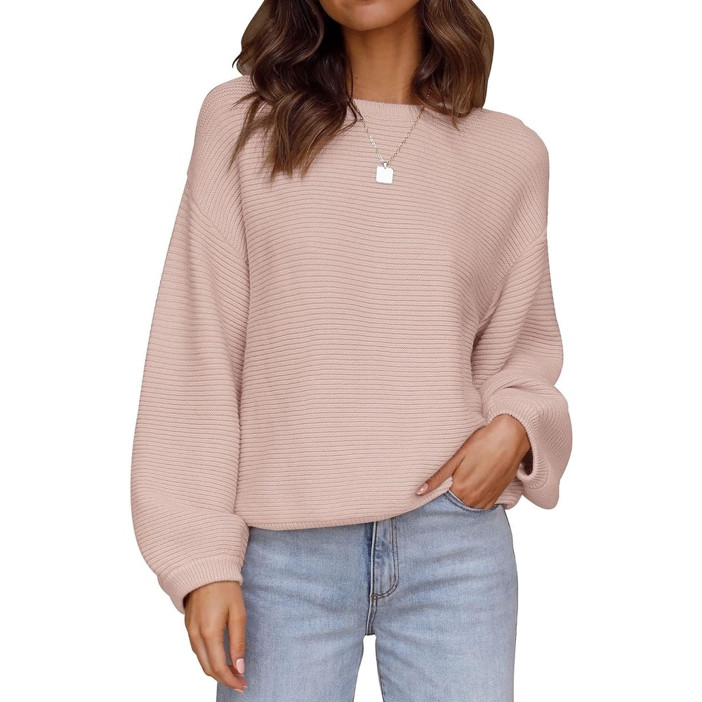 image:imageZESICA Fall Sweaters for Women Long Sleeve Knit Sweater TopsDustypink