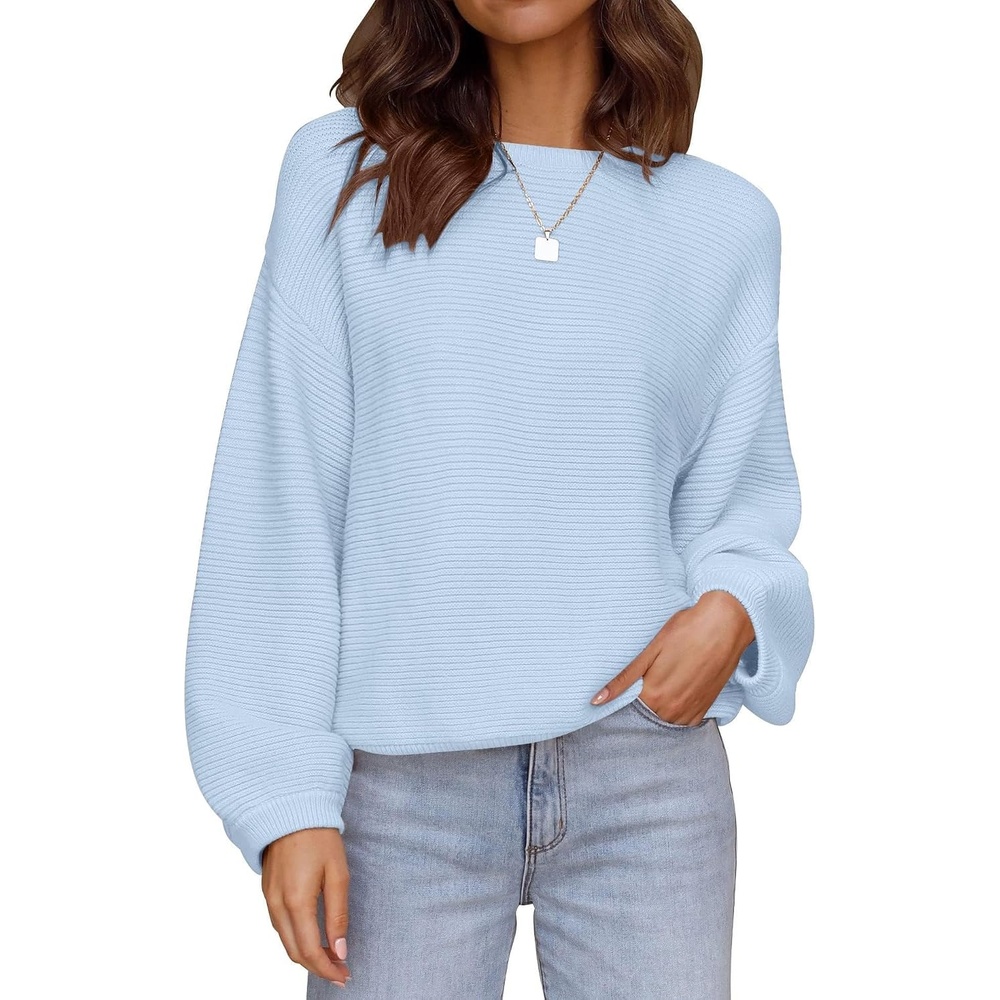 image:imageZESICA Fall Sweaters for Women Long Sleeve Knit Sweater TopsLightblue