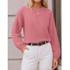 ZESICA Fall Sweaters for Women Long Sleeve Knit Sweater Tops(Pink)